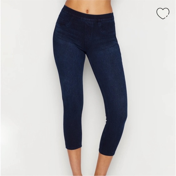 $148 SPANX Jeanish Leggings premium denim flatterfit indigo 27” inseam small - Picture 14 of 16